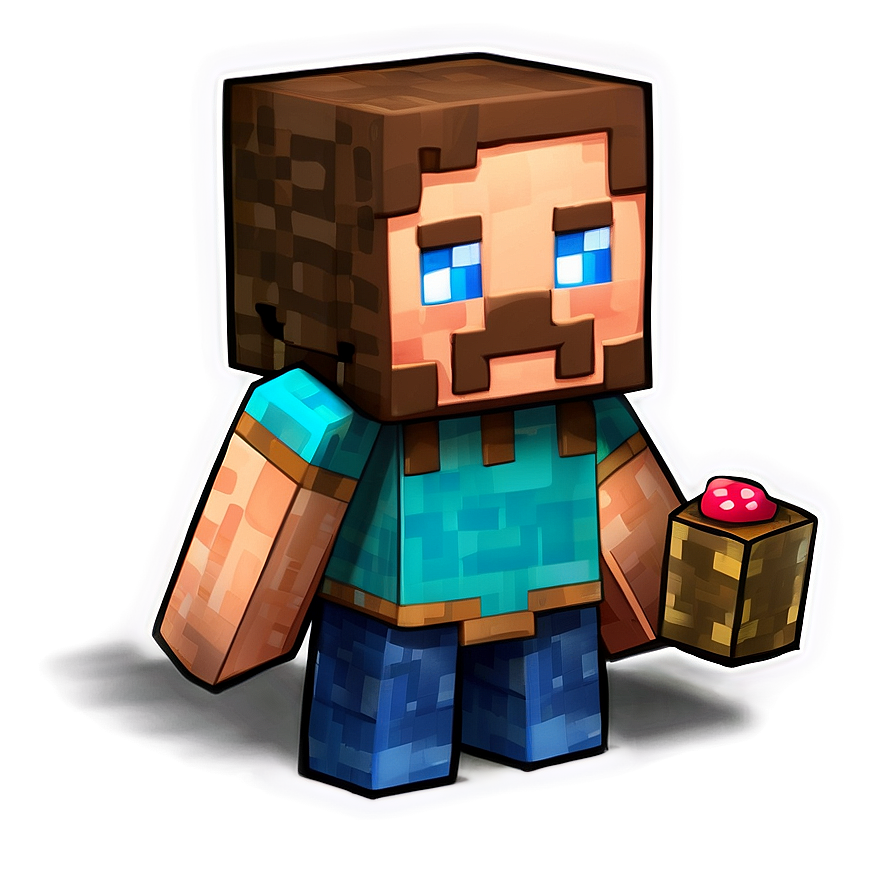 Minecraft Steve With Cake Png 05232024 PNG