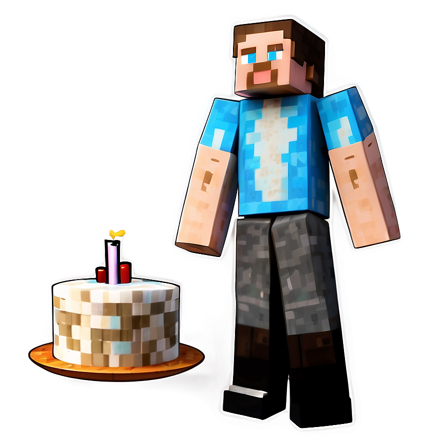 Minecraft Steve With Cake Png Uyy PNG