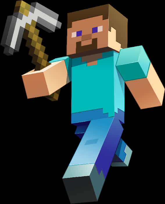 Minecraft Steve With Pickaxe PNG