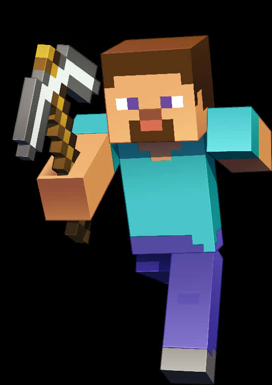 Minecraft Steve With Pickaxe PNG