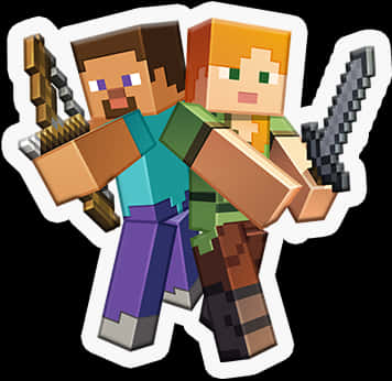 Minecraft Steveand Alex Adventure PNG