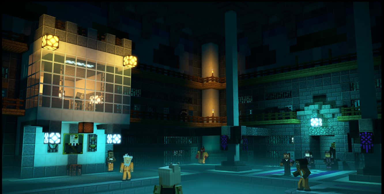 Jesse and friends embarking on an epic adventure in Minecraft Story Mode Wallpaper