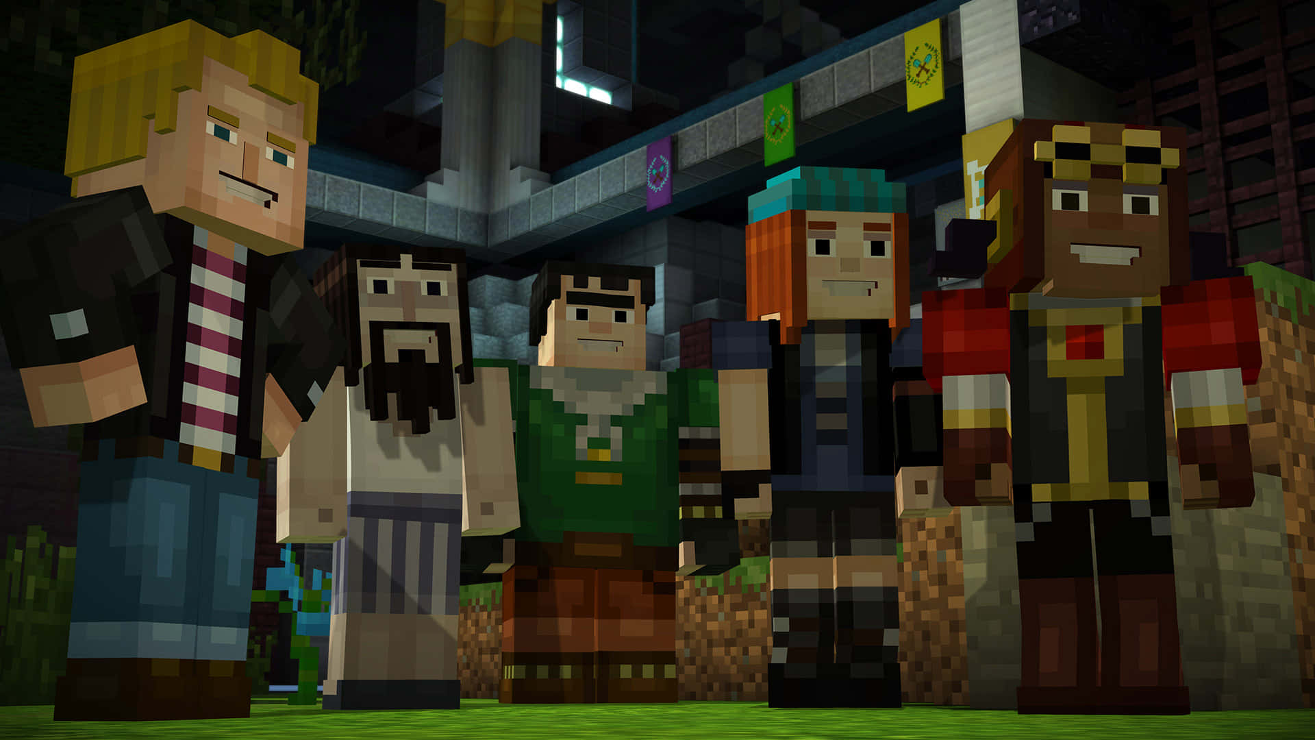 Epic Adventure Awaits in Minecraft Story Mode Wallpaper