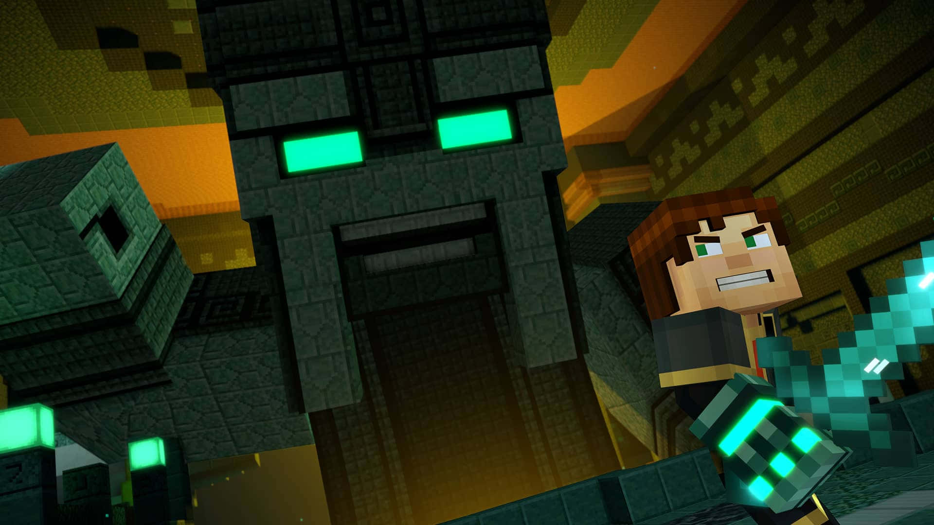 Minecraft Story Mode illustration featuring an exciting adventure with its iconic characters Wallpaper