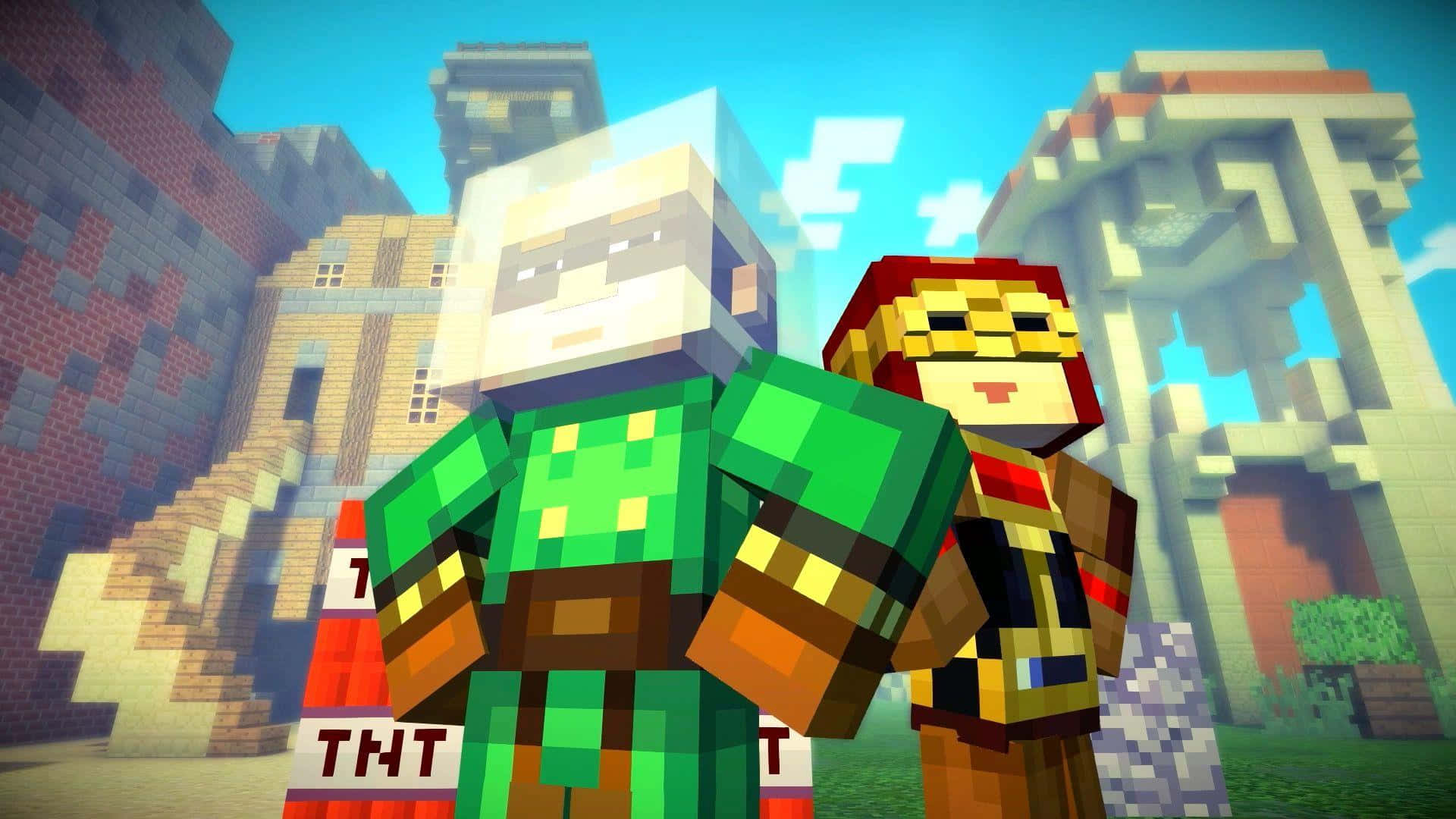 Exciting Adventure in Minecraft Story Mode Wallpaper