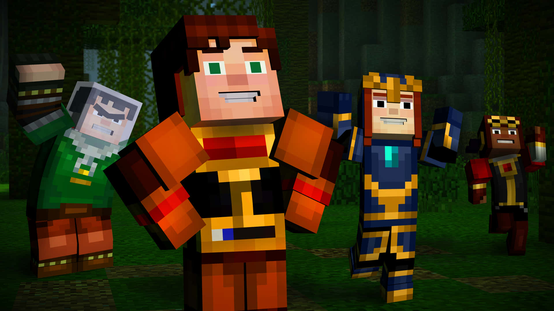 Thrilling Adventure in Minecraft Story Mode Wallpaper