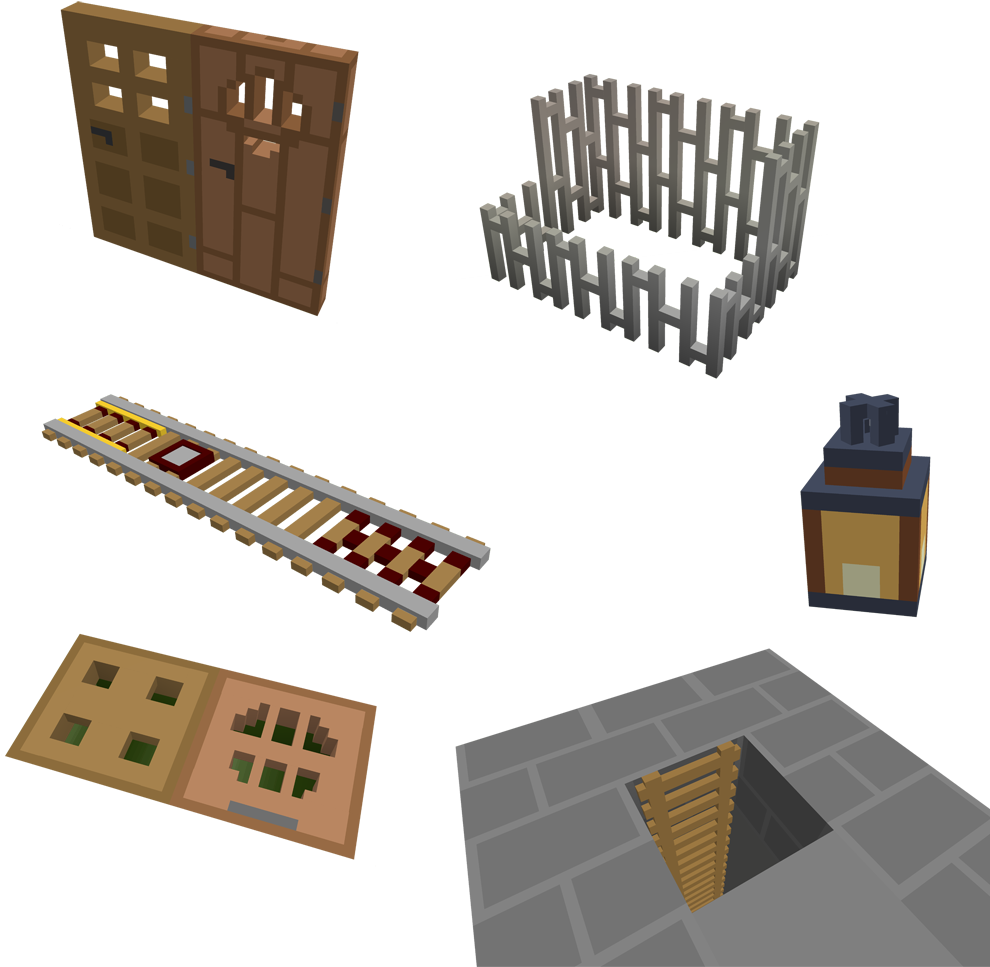 Minecraft Style Wooden Objects PNG