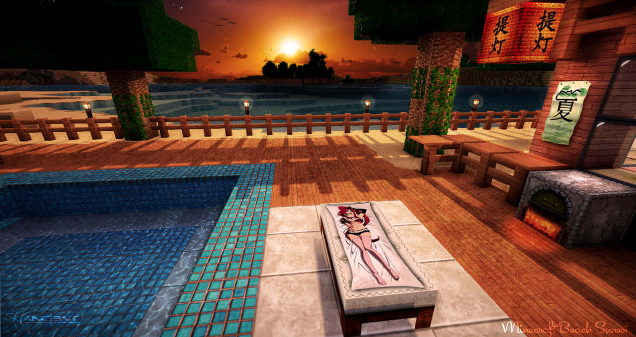 Beautiful Minecraft Sunset Wallpaper