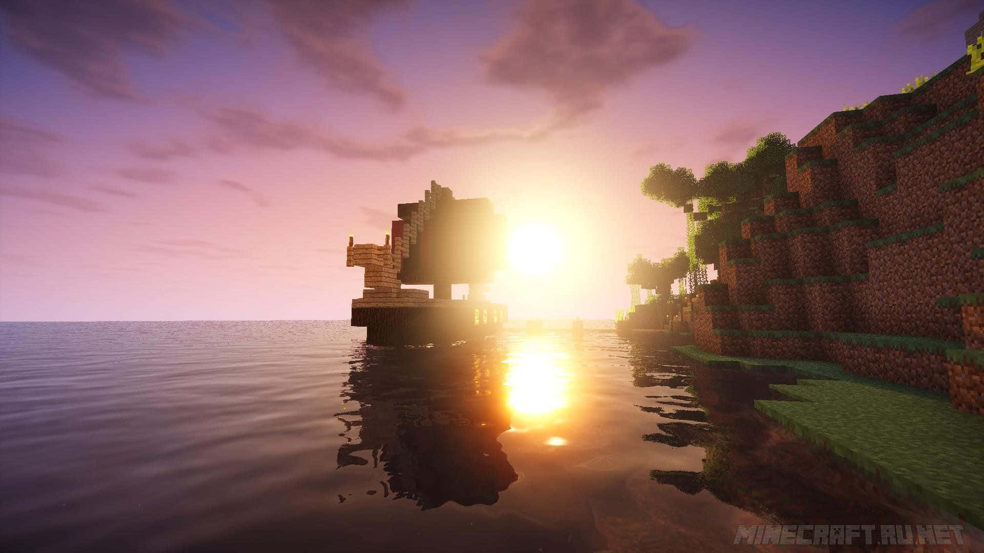 Enjoy the beauty of a Minecraft sunset Wallpaper