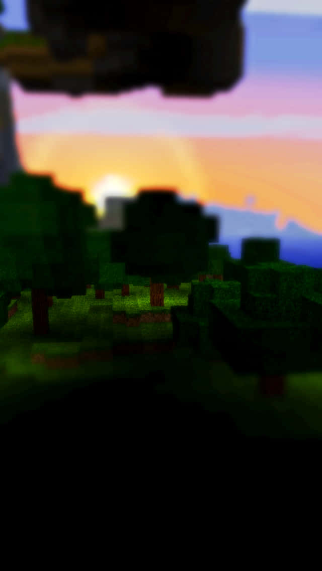 Njutav Skönheten I Minecraft Vid Solnedgången. Wallpaper