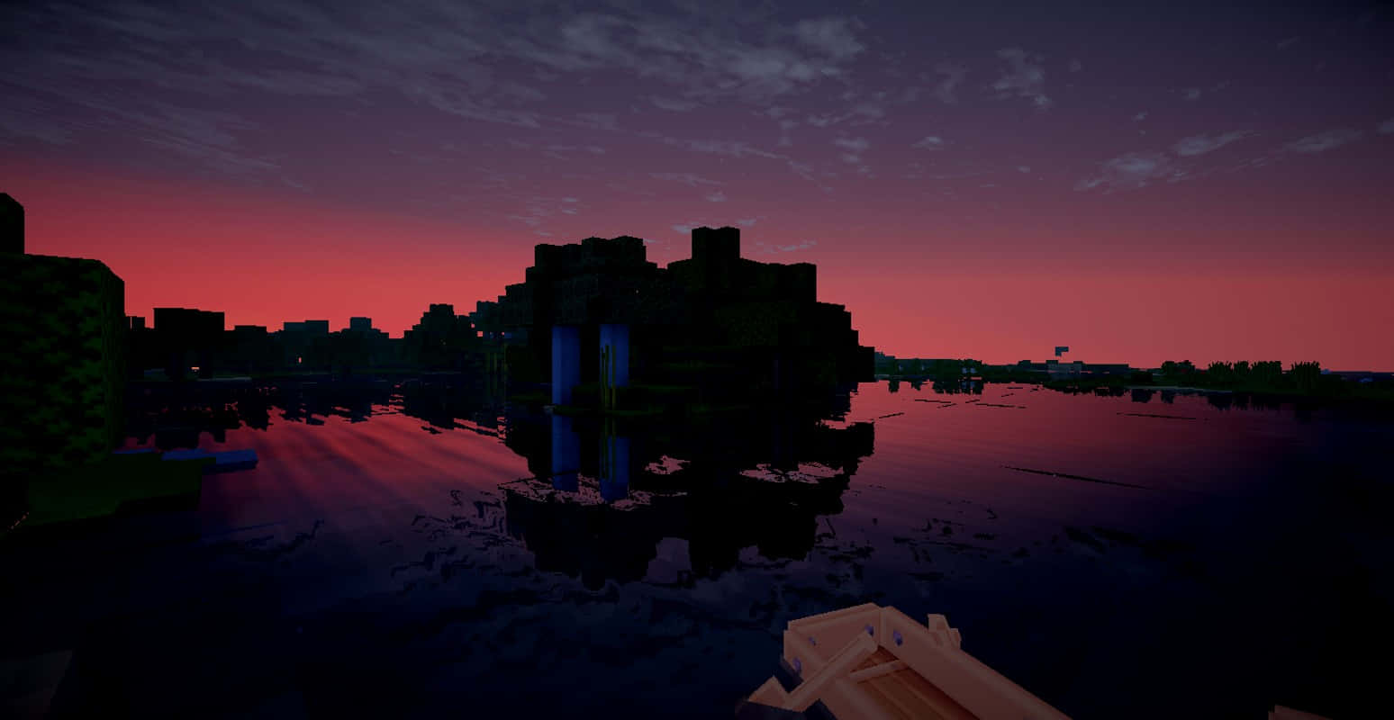 "Peaceful Sunset in Minecraft Universe" Wallpaper