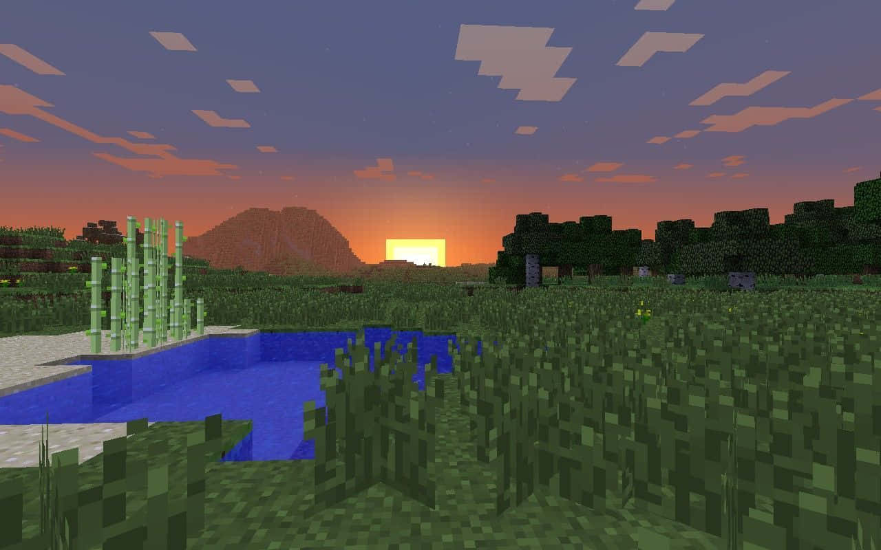 "The Beauty and Brilliance of a Minecraft Sunset" Wallpaper