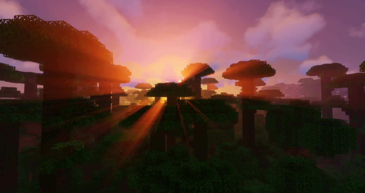 "A beautiful Minecraft sunset in all its vibrant colors." Wallpaper