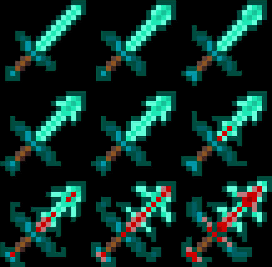 Minecraft Swords Pixel Art PNG