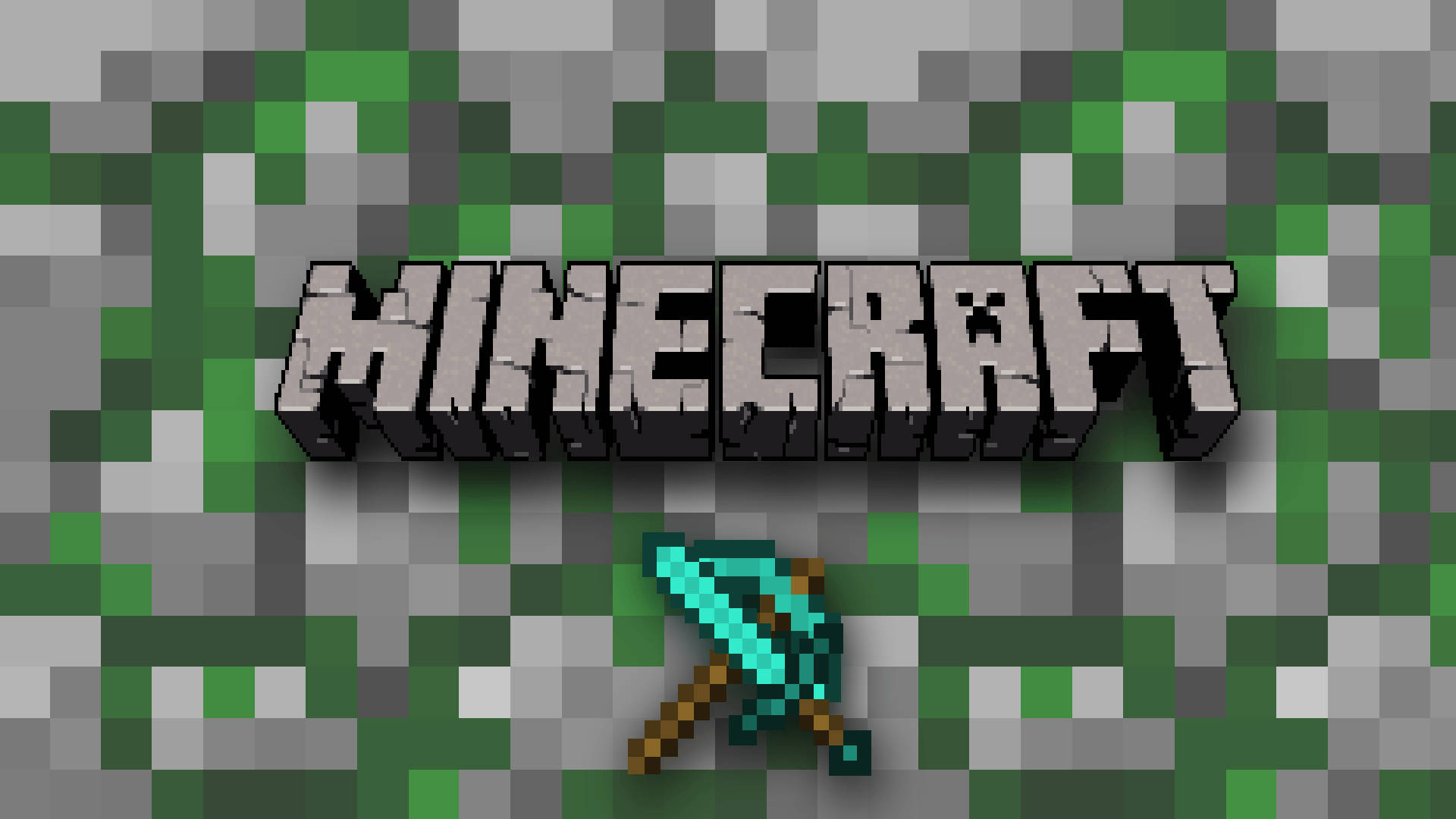 Minecraft Text Logo And Sword Pickaxe Wallpaper