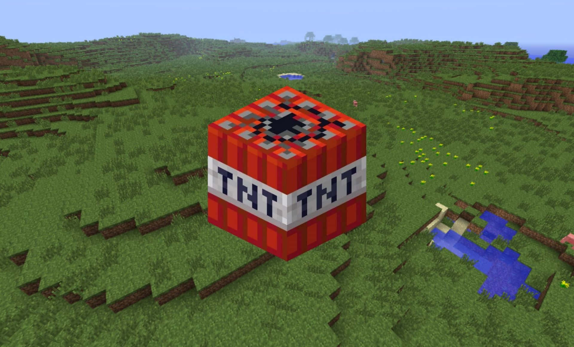Giant Minecraft Tnt On A Mountain Wallpaper