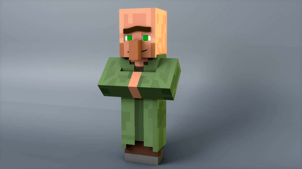 A friendly Minecraft Villager greeting players Wallpaper