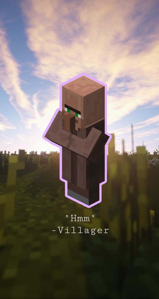 A Minecraft villager contemplating in his digital world Wallpaper