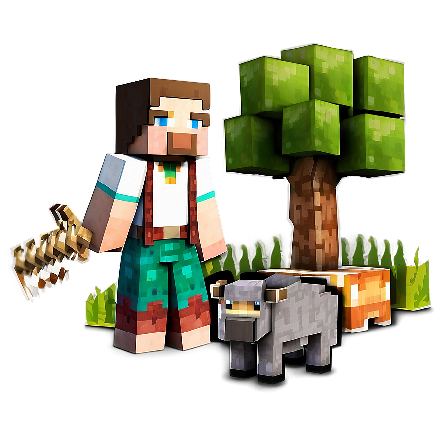 Minecraft Villager With Animals Png Fvs20 PNG