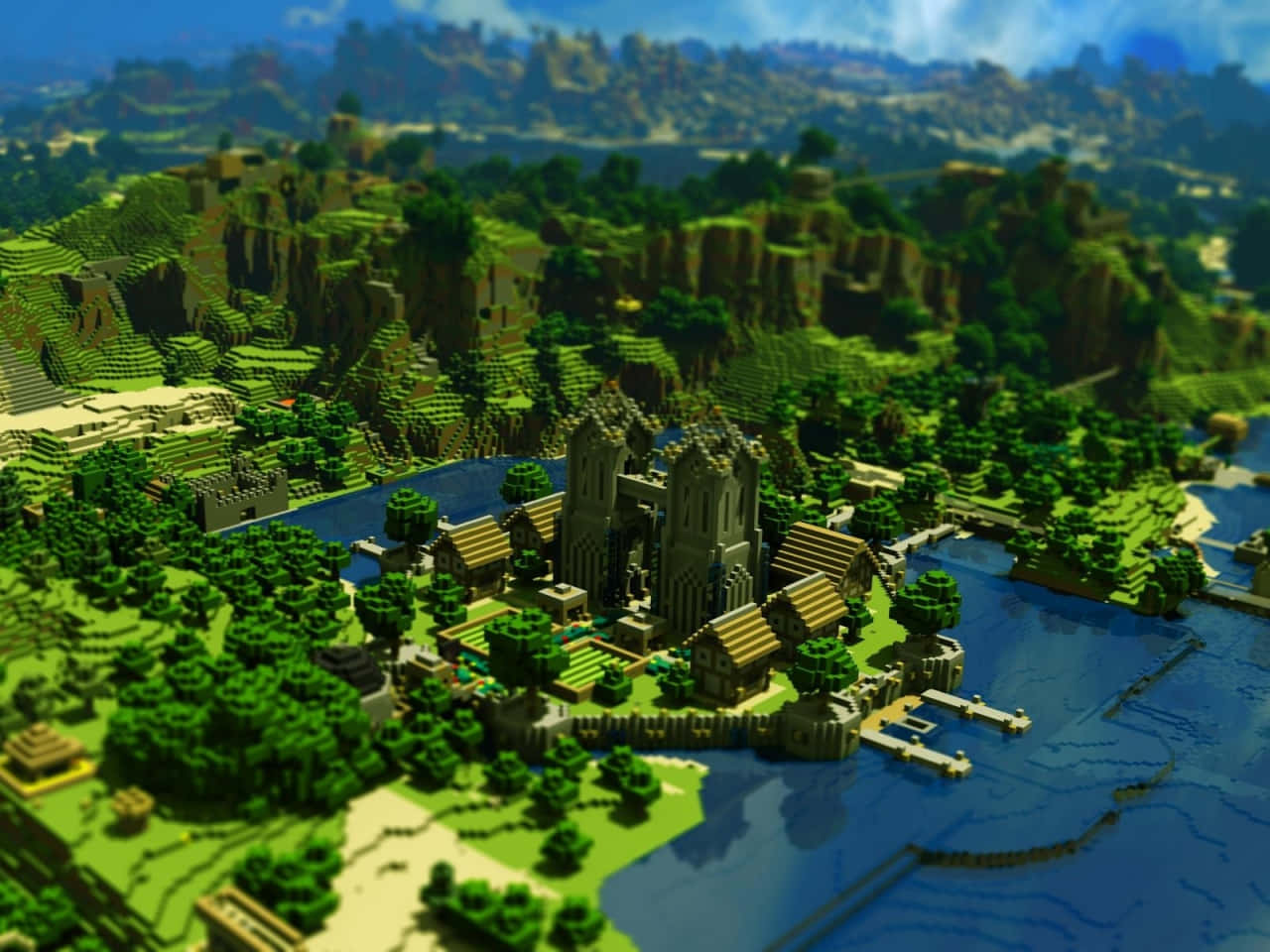 Minecraft Village Scenery Wallpaper