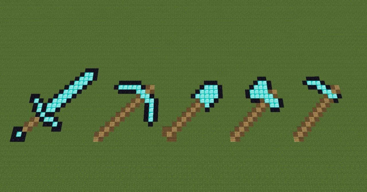 Epic Minecraft Weapons Collection Wallpaper
