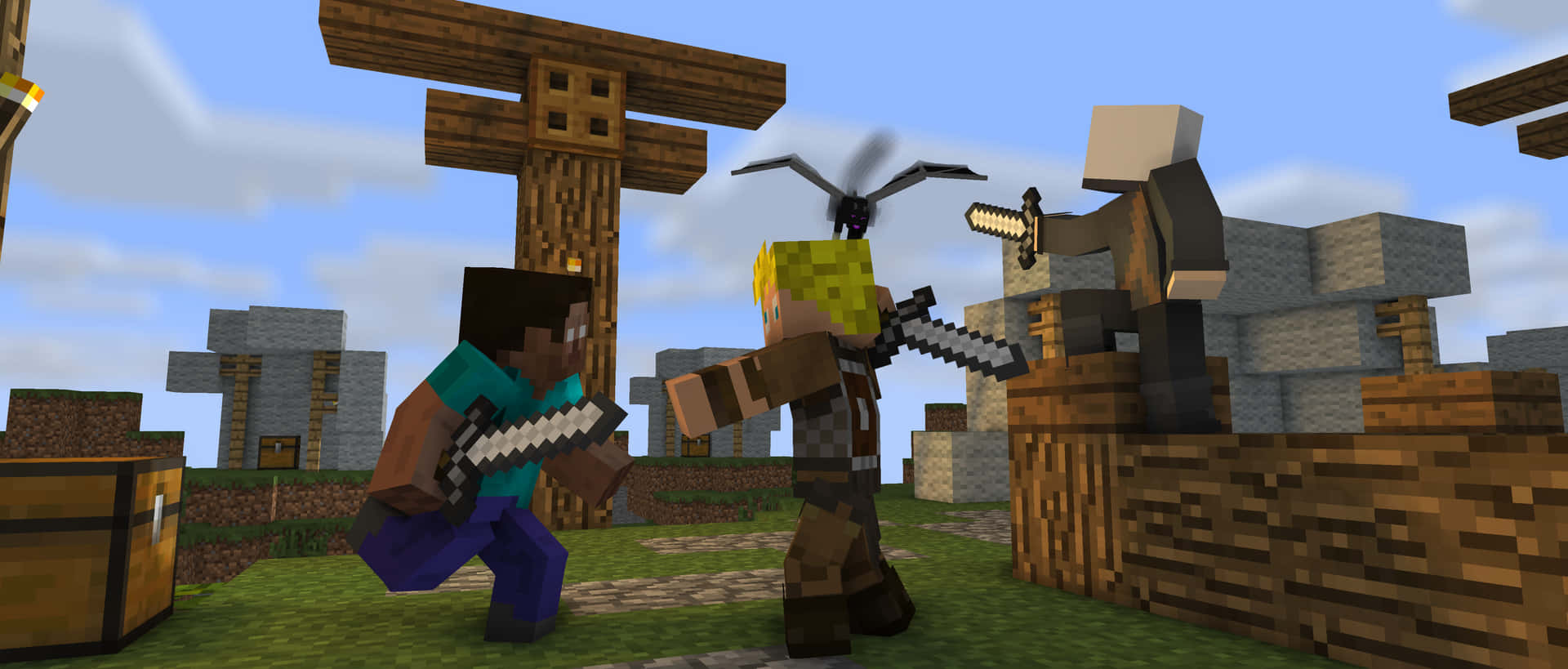 Equip yourself for victory with these powerful Minecraft Weapons in High-Resolution! Wallpaper