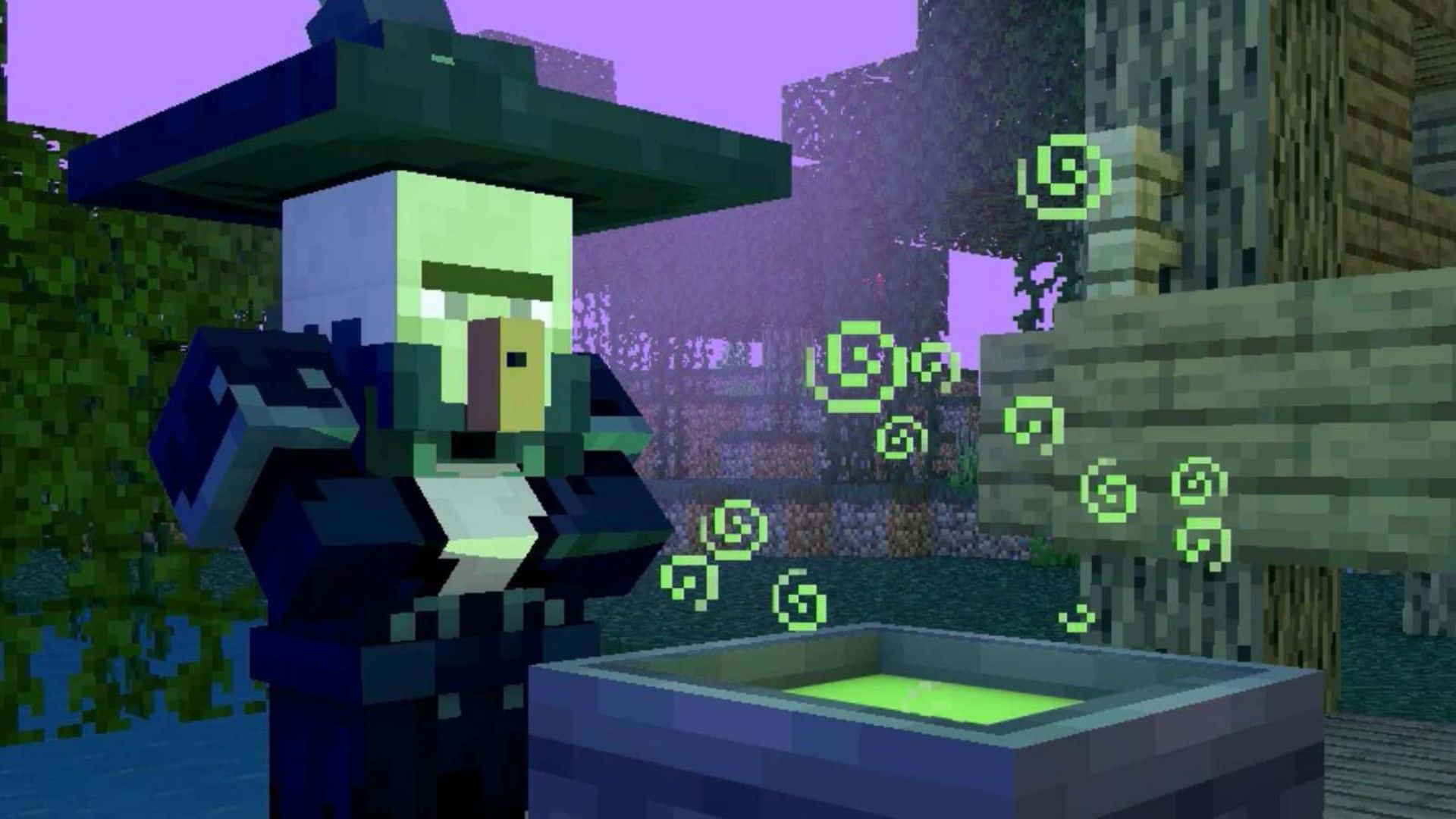 Beware of Potions - A Mysterious Minecraft Witch Wallpaper