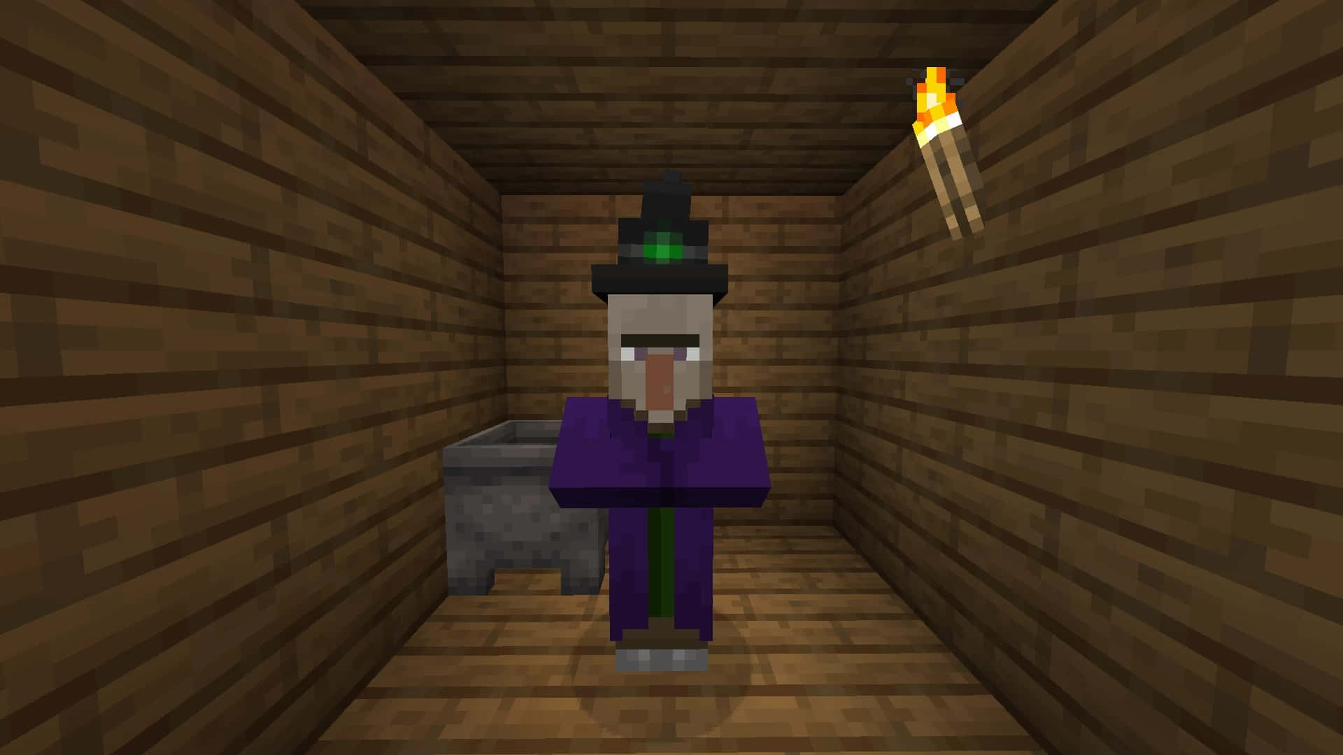 A Mystical Minecraft Witch Casting Spells in the Night Wallpaper
