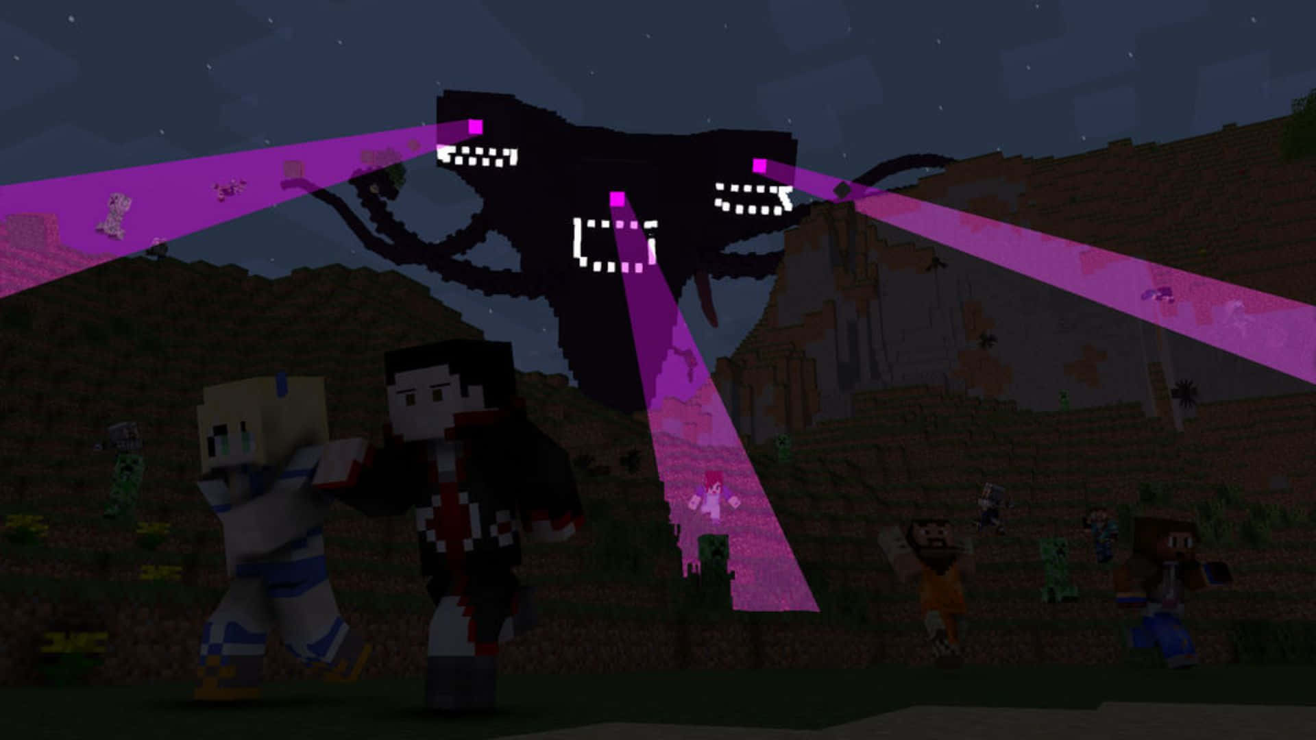 The Wither - A Fearful Foe in the World of Minecraft Wallpaper