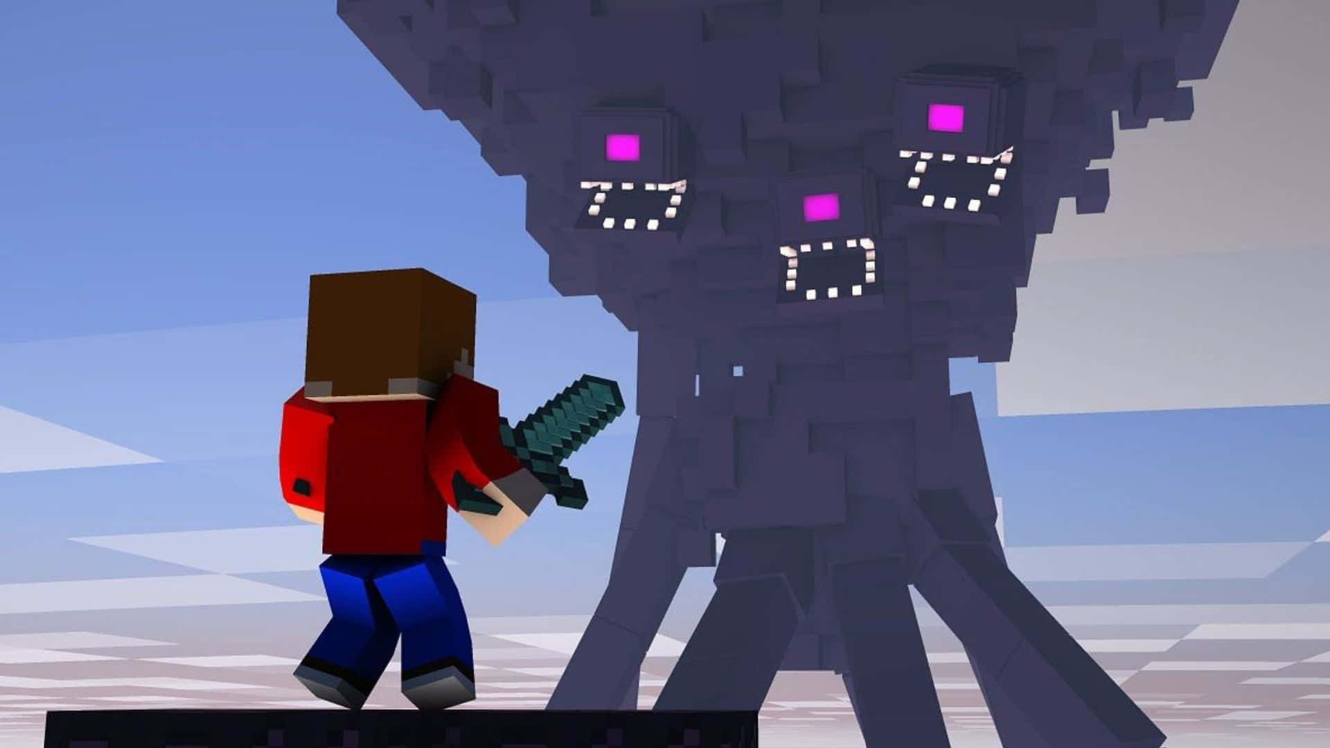 The Wither, a fearsome and powerful boss in Minecraft, unleashes destruction in an epic high-definition capture Wallpaper