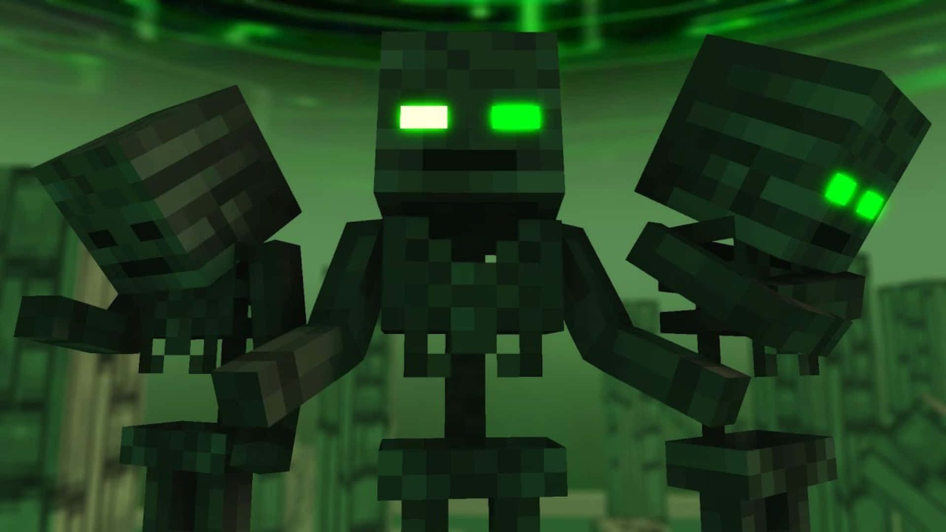 The Mighty Minecraft Wither Awaits Battle in a Dark and Mysterious World Wallpaper