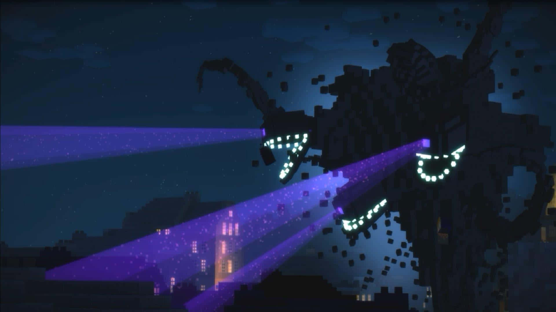 A Mighty Minecraft Wither Unleashed in the Night Sky Wallpaper