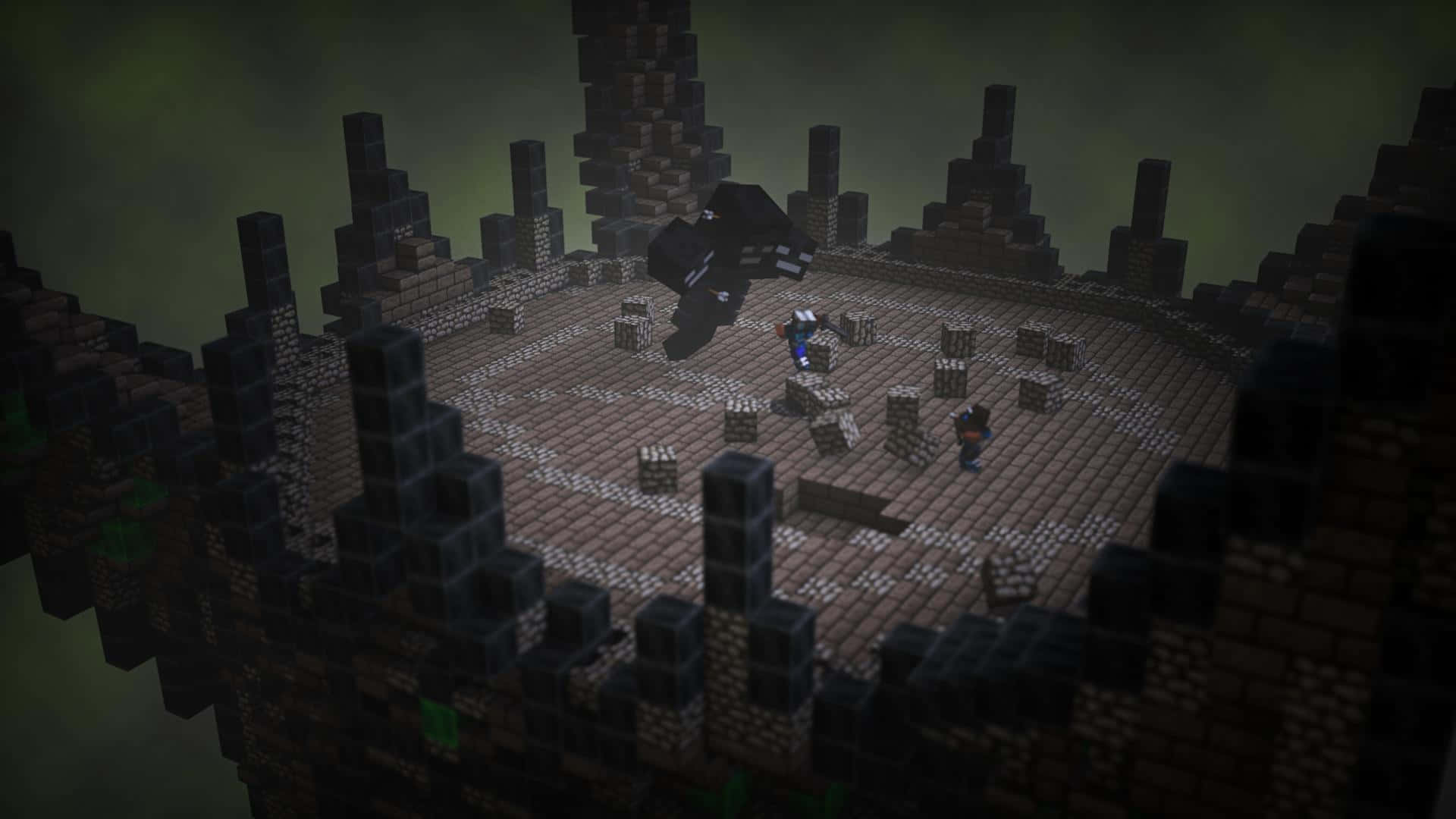 Epic battle against the mighty Minecraft Wither Boss Wallpaper