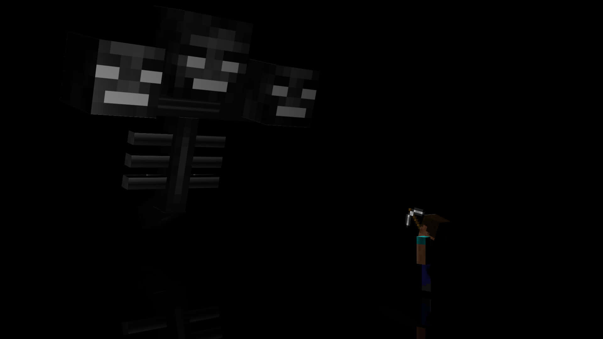 The Mighty Wither Boss in its Dark Lair in Minecraft Wallpaper