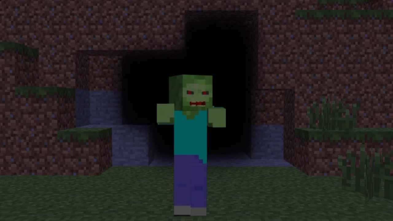 A haunting Minecraft Zombie lurking in the darkness Wallpaper