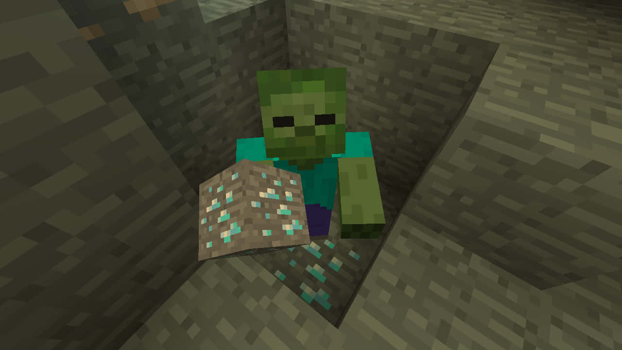 Minecraft Zombie Ontketent Terreur In De Nacht Achtergrond