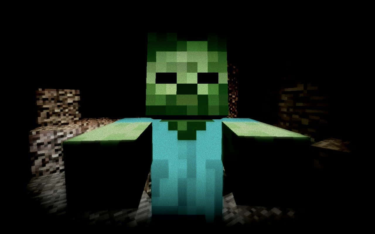 A Minecraft zombie roaming the landscape Wallpaper