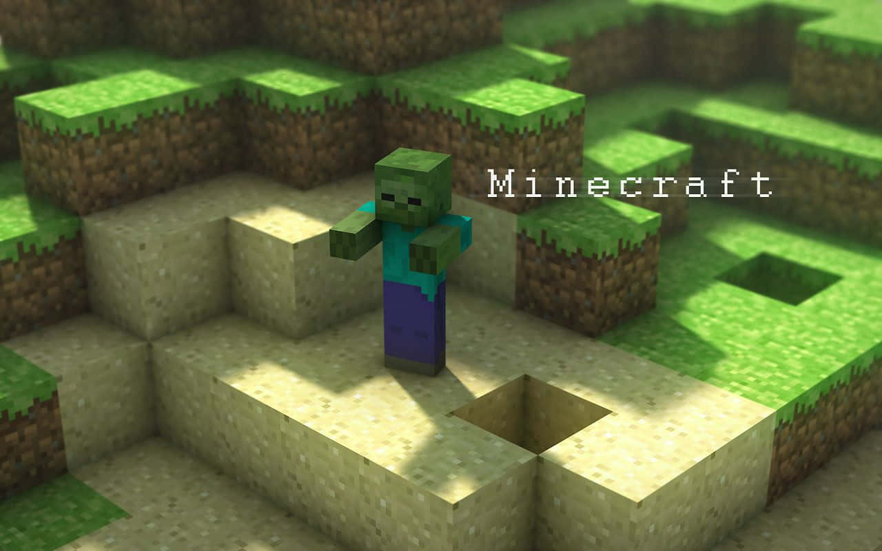 Encounter with a Minecraft Zombie in-game Wallpaper