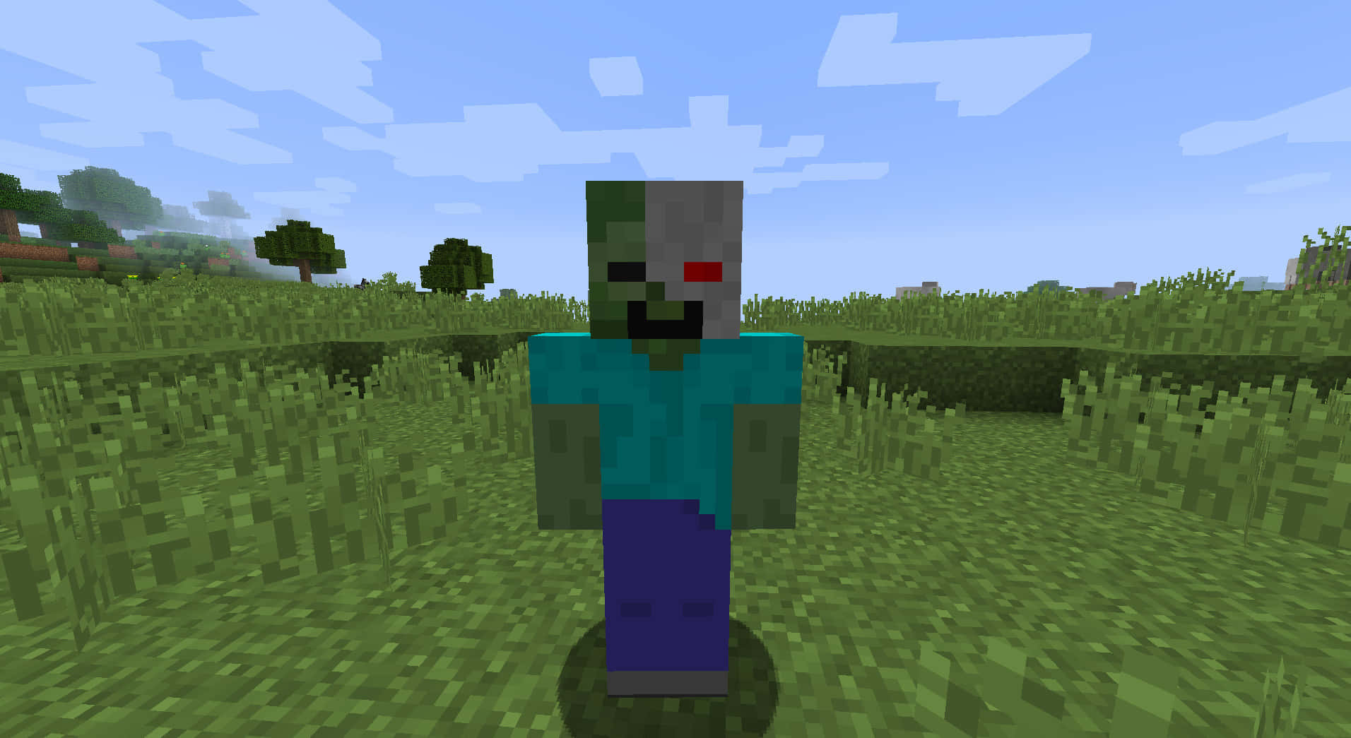 Minecraft Zombie In Zijn Haunted Wereld Achtergrond