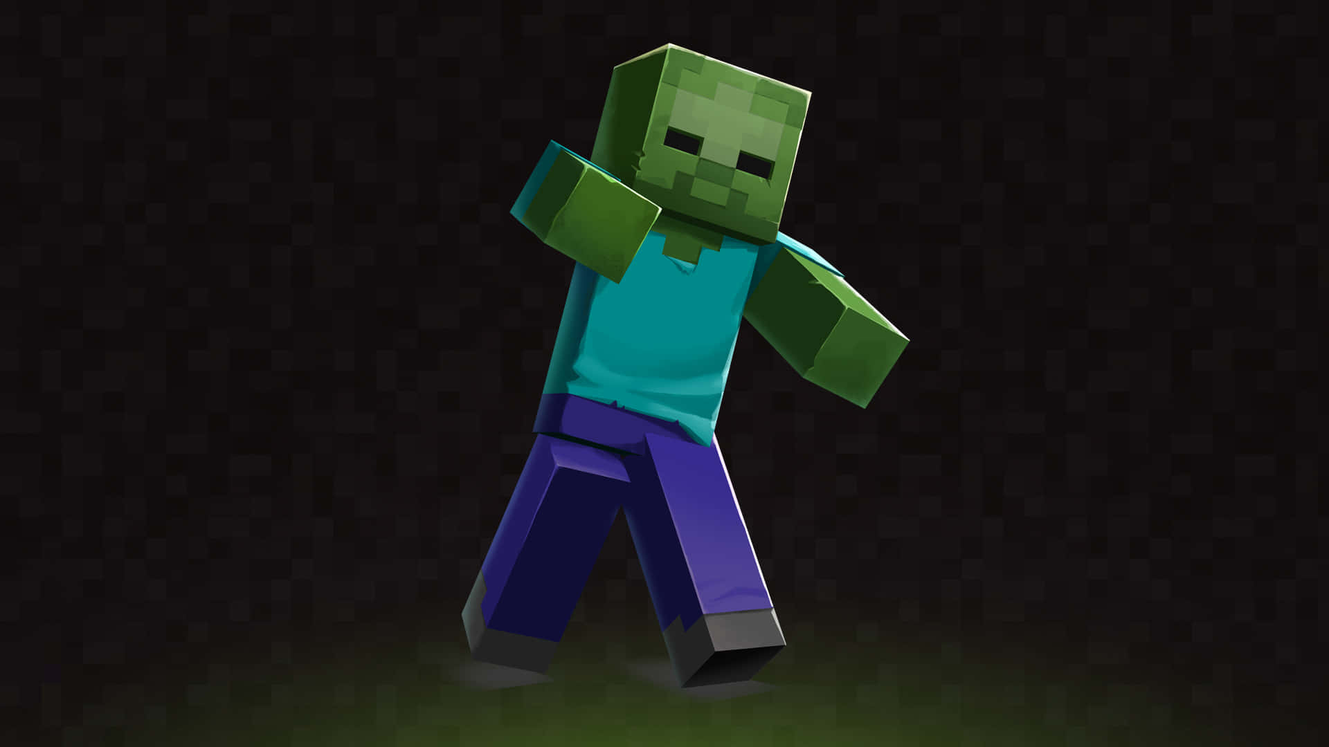 Terrifying Minecraft Zombie in Action Wallpaper