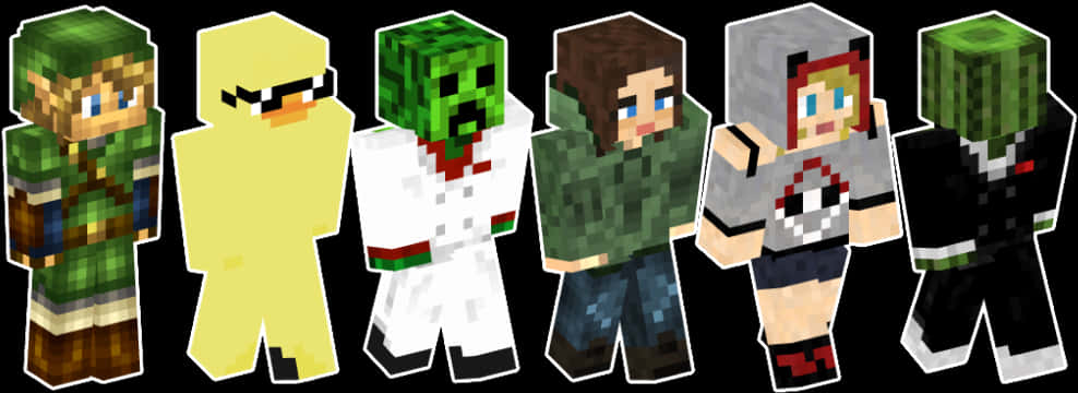 Download Minecraft_ Character_ Lineup | Wallpapers.com