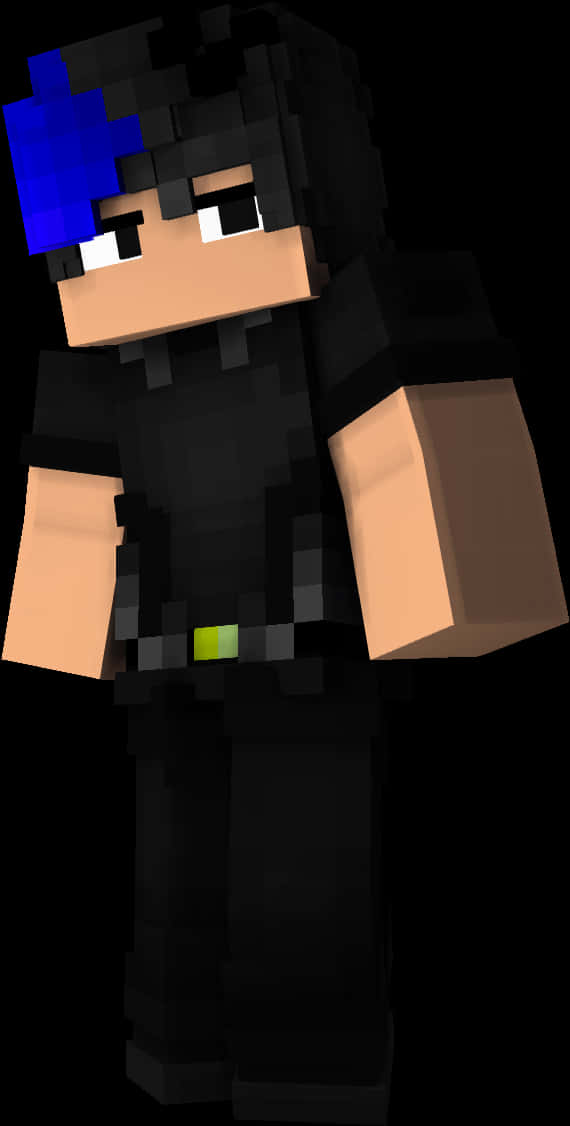 Minecraft_ Character_ With_ Blue_ Hair PNG
