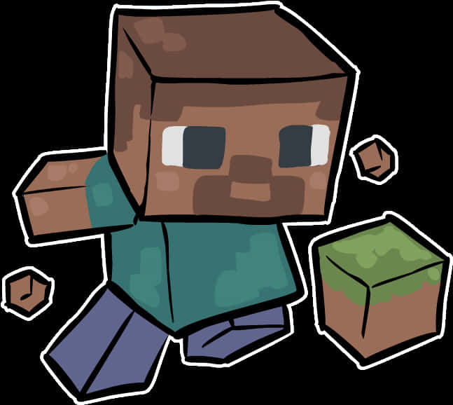 Minecraft_ Character_and_ Blocks_ Vector PNG