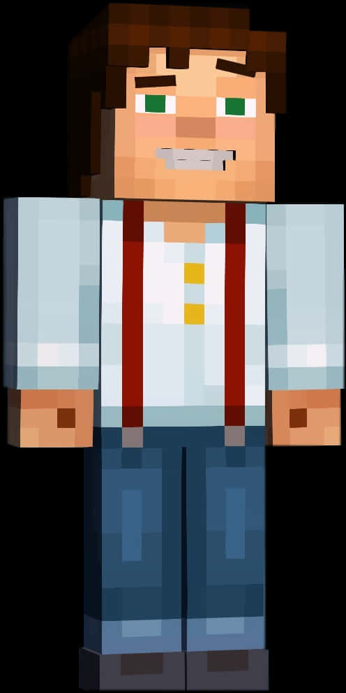 Minecraft_ Character_in_ Red_ Suspenders PNG