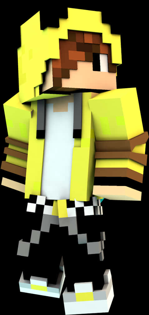 Minecraft_ Character_in_ Yellow_ Armor PNG