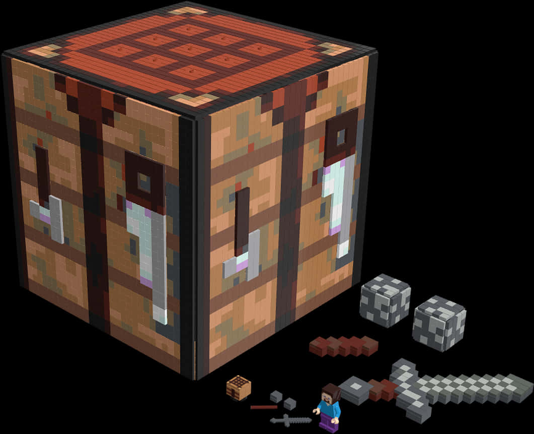 Minecraft_ Crafting_ Table_and_ Tools PNG