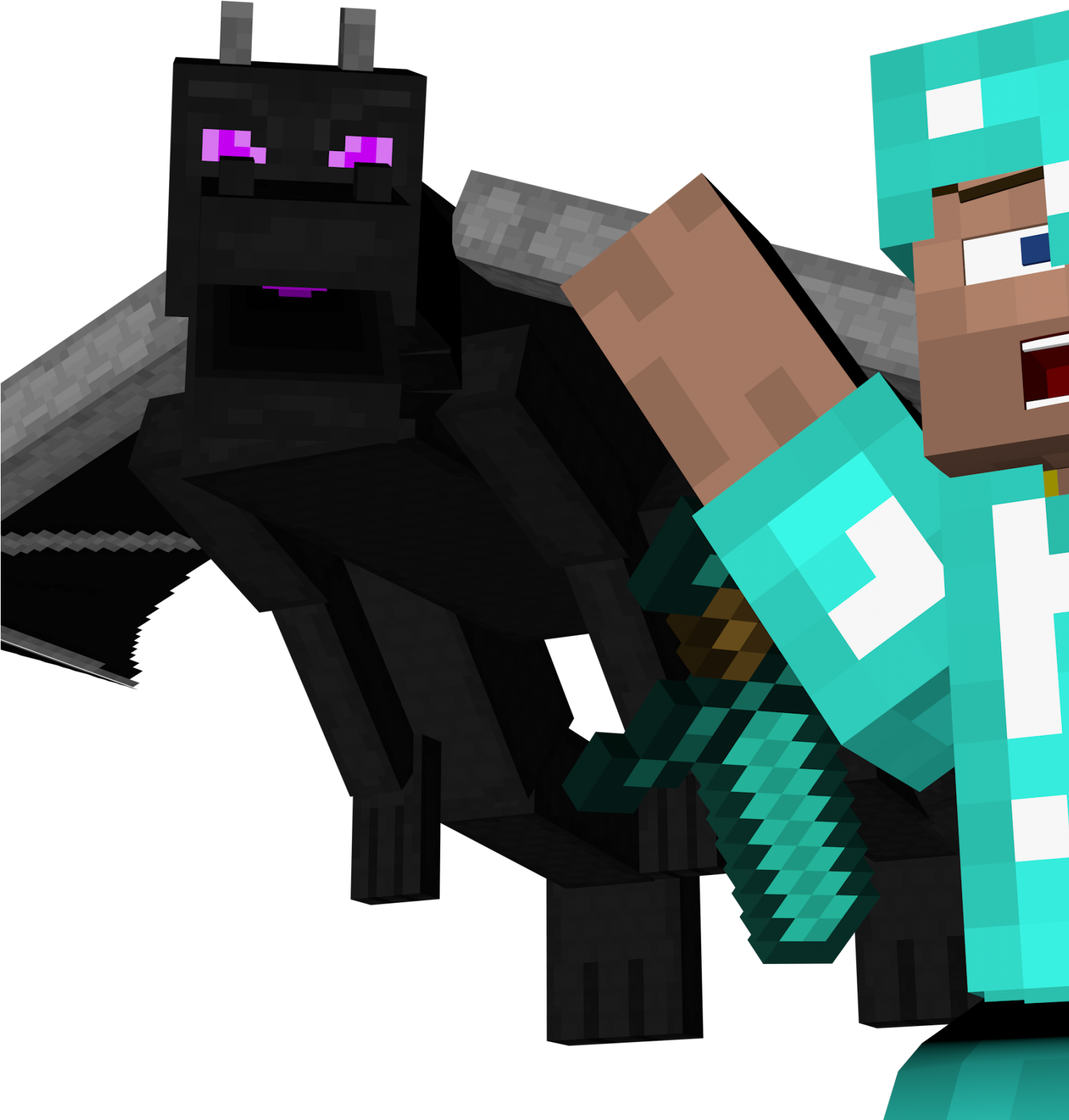 Minecraft_ Ender_ Dragon_and_ Player PNG