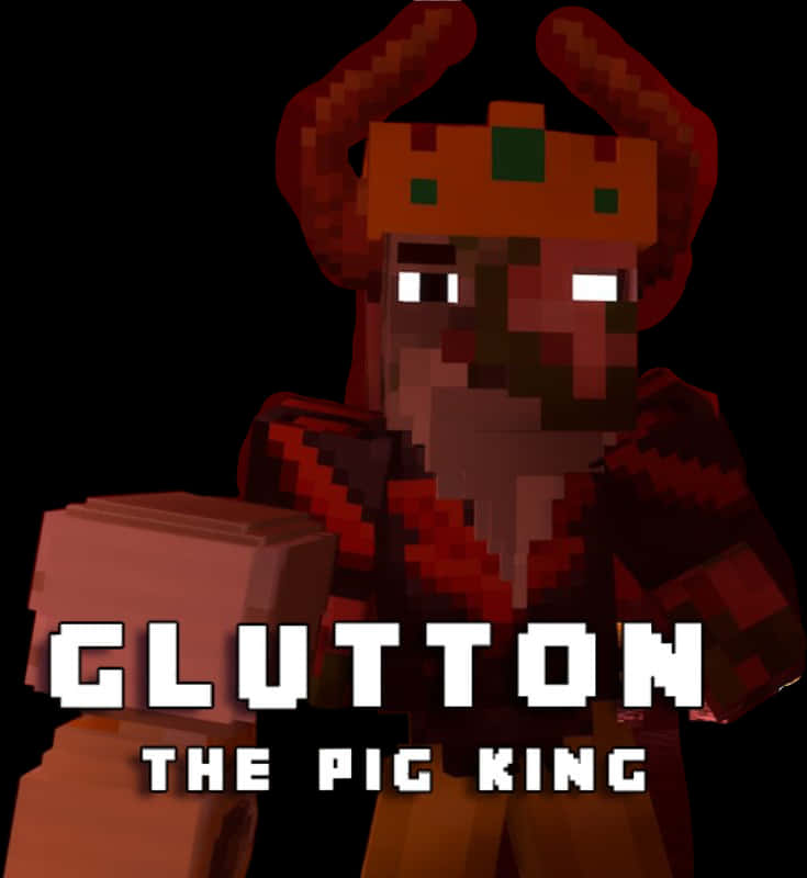 Minecraft_ Glutton_ Pig_ King_ Character PNG
