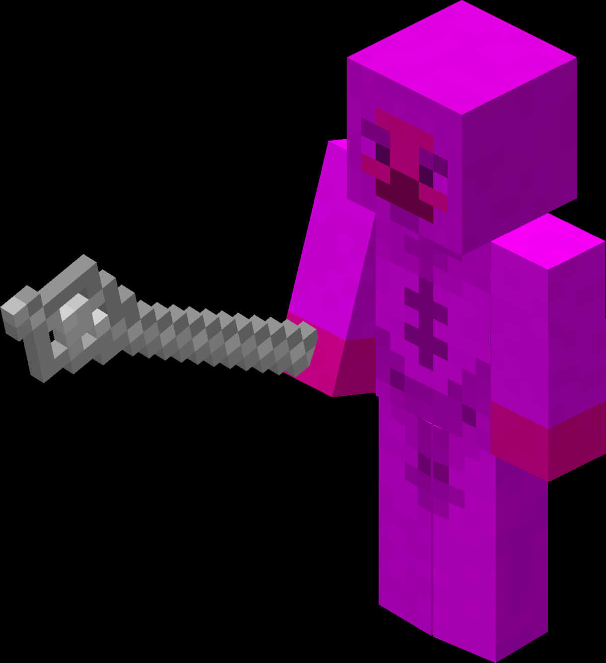 Minecraft_ Purple_ Character_ With_ Pickaxe PNG