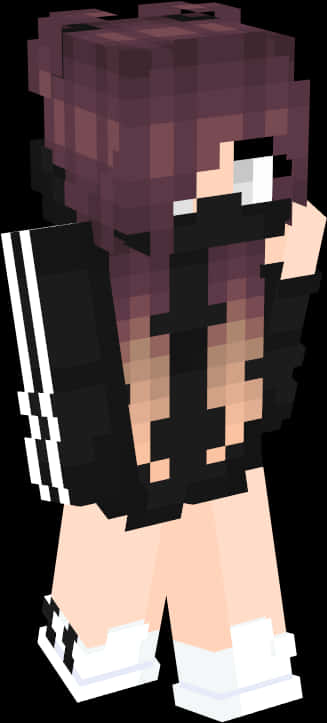 Minecraft_ Skin_ Female_ Avatar_with_ Purple_ Hair PNG